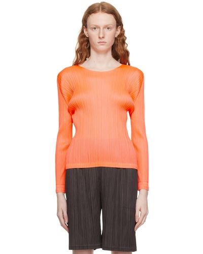 Pleats Please Issey Miyake Orange Monthly Colors January Long Sleeve T-shirt
