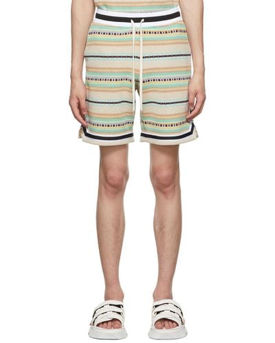 John Elliott Beige Striped Shorts - Multicolour