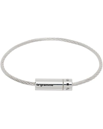 Le Gramme シルバー Le 7g Cable ブレスレット - ブラック