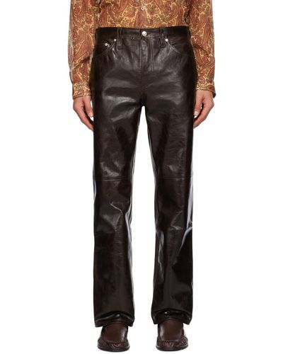 Séfr Burgundy Eito Leather Trousers - Black
