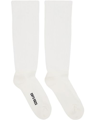 Rick Owens Ribbed-knit Knee-high Socks - White