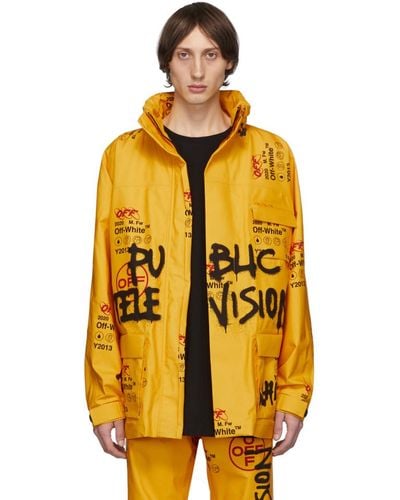 Off-White c/o Virgil Abloh Logo Print Gore-tex Jacket - Yellow