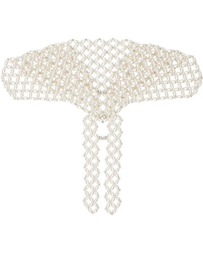 Simone Rocha Silver Acrylic Pearl Beaded Necklace - White