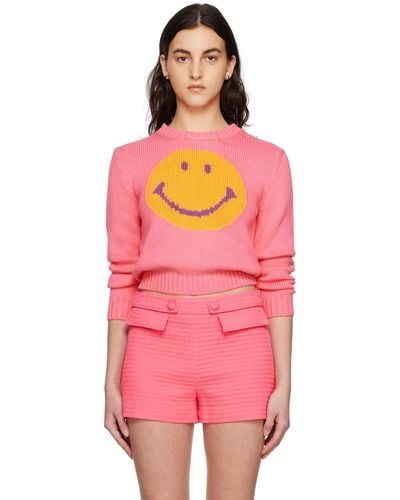 Moschino Pink Smiley Graphic Jumper
