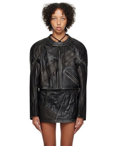 Acne Studios Black Patchwork Leather Jacket