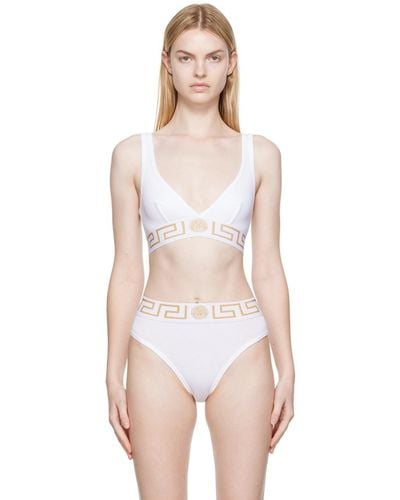 Versace White Greca Border Bralette - Multicolor