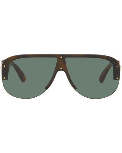 Versace Tortoiseshell Medusa biggie Pilot Sunglasses - Green