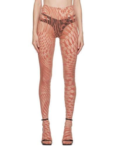 Mugler Pink Flocked leggings - Multicolour