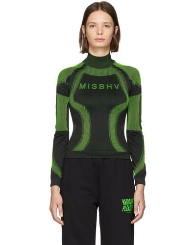 MISBHV Black And Green Logo Active Turtleneck Sweater