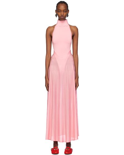 Alaïa Pink Shiny Maxi Dress - Black
