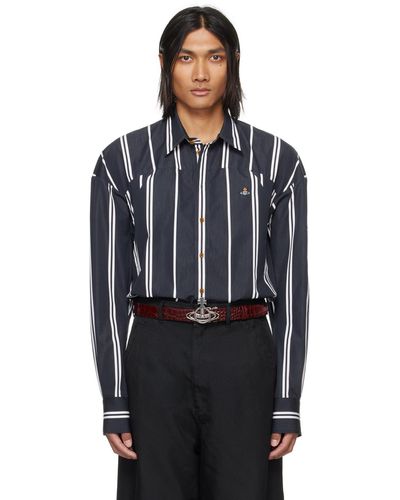 Vivienne Westwood Black Striped Shirt - Blue