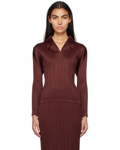 Pleats Please Issey Miyake Burgundy Monthly Colors October Top - Red
