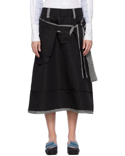 PAULA CANOVAS DEL VAS Floating Pocket Midi Skirt - Black