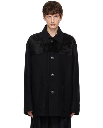 Dries Van Noten Black Panelled Coat