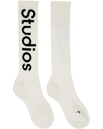 Acne Studios Off-white Rib Logo Long Socks