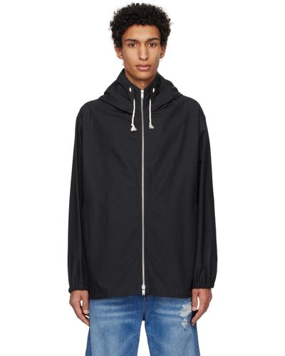 Jil Sander Blouson bleu marine à capuche - Noir