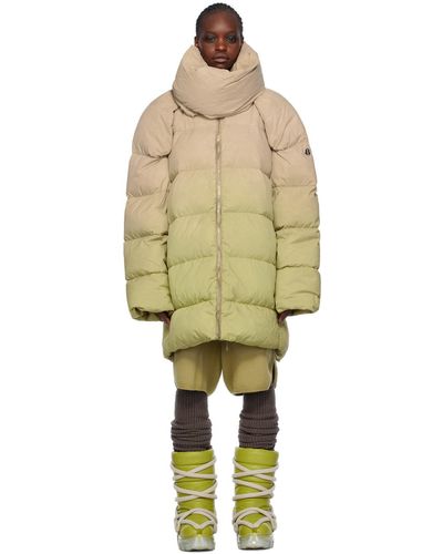 Rick Owens Moncler + Taupe & Green Down Coat - Multicolour