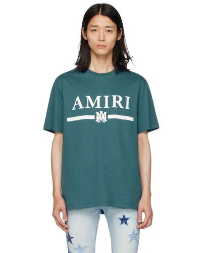 Luxury T-shirt for men - Amiri white logo khaki T-shirt