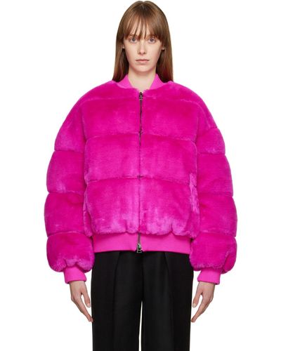 Tom Ford Pink Puffy Faux-fur Down Bomber Jacket