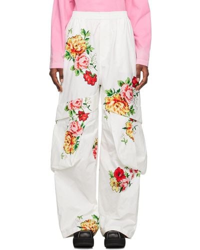 we11done White Paneled Pants - Multicolor