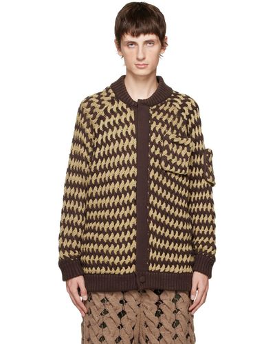 Isa Boulder Cardigan et brun en tricot câblé - Multicolore