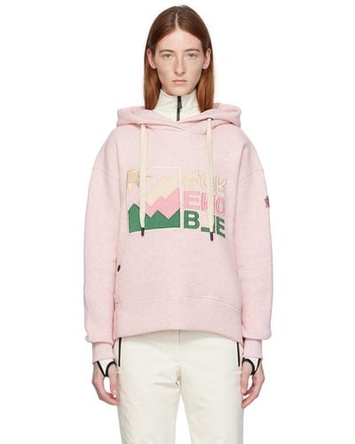 3 MONCLER GRENOBLE Pink Embroidered Hoodie