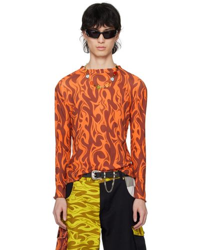 ERL Flame Long Sleeve T-shirt - Orange
