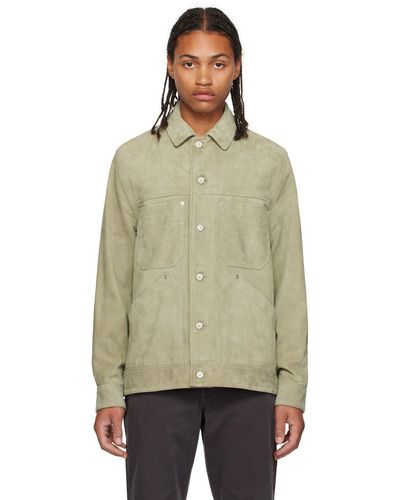 PS by Paul Smith Green Button Leather Jacket - Multicolour
