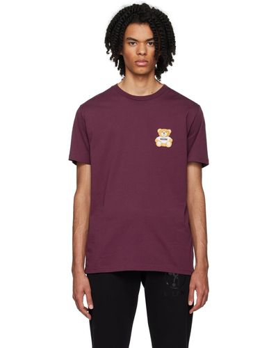 Moschino T-shirt bourgogne à ourson - Violet
