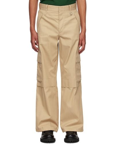 WOOYOUNGMI Beige Wide-leg Cargo Trousers - Natural