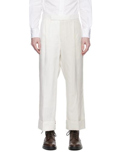 Thom Browne White & Beige Side Tab Pants
