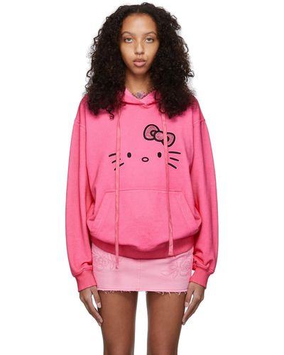 Blumarine Ssense Exclusive Hello Kitty Edition Garment-dyed Hoodie - Pink