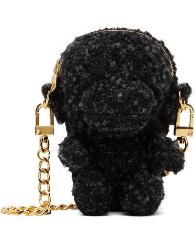 A Bathing Ape Sac en forme de baby milo noir en tweed