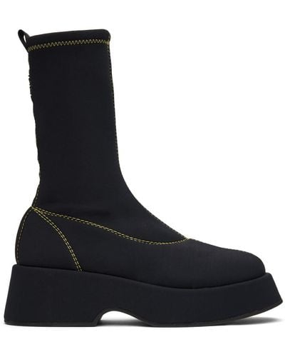 Ganni Black Retro Flatform Sock Boots - Blue