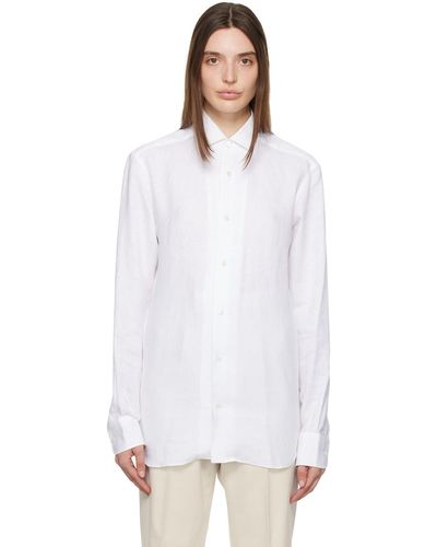 Zegna White Spread Collar Shirt