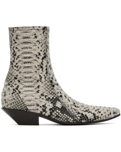 Acne Studios Beige Snake Ankle Boots - Brown