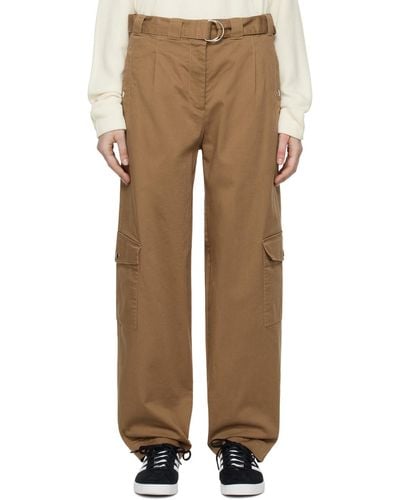 Lacoste Brown Cinch Belt Pants - Natural