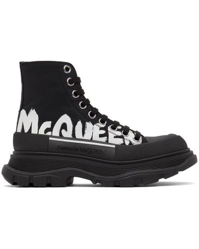 Alexander McQueen Black Logo Tread Slick High Sneakers