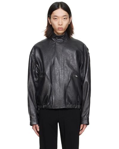 WOOYOUNGMI Black Zip Leather Jacket