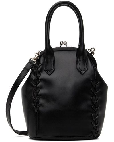 Y's Yohji Yamamoto Semi-Gloss Smooth Leather Lace-Up Mini Bag - Black