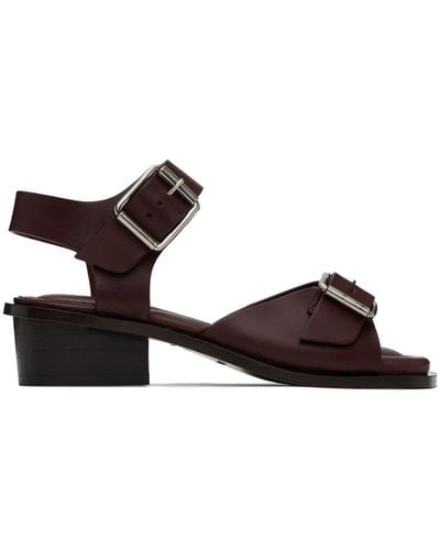 Lemaire Burgundy Square 35 Heeled Sandals - Black