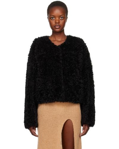 Stand Studio Black Charmaine Reversible Faux-shearling Jacket