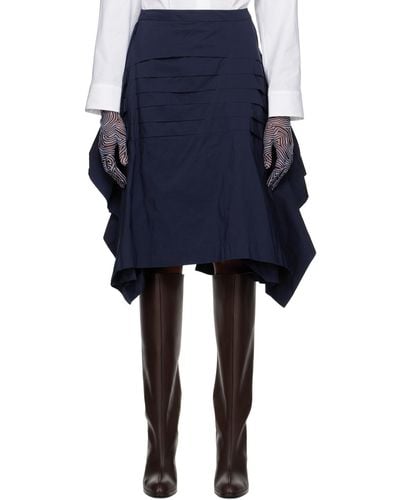 Dries Van Noten Deconstructed Midi Skirt - Blue
