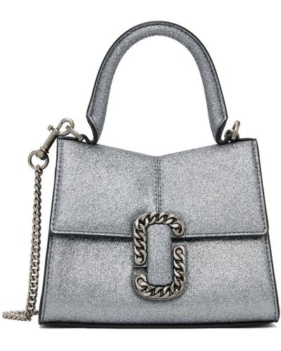 Marc Jacobs Mini sac à main st. marc argenté scintillant - Gris