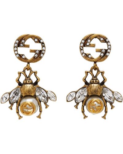 Gucci Boucles d'oreilles abeille avec détail gg - Métallisé