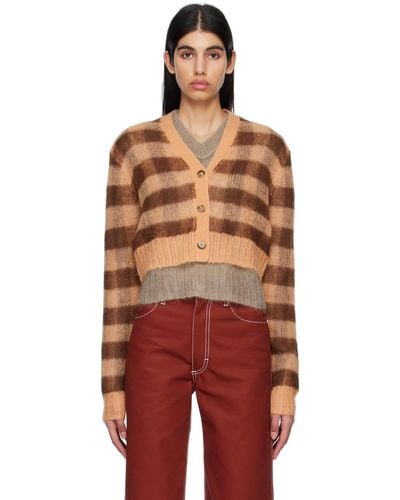 Acne Studios Brown Cropped Cardigan - Red