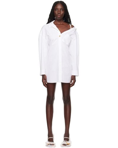 Jacquemus Les Classiquesコレクション ホワイト La Mini Robe Chemise ミニワンピース - ブラック