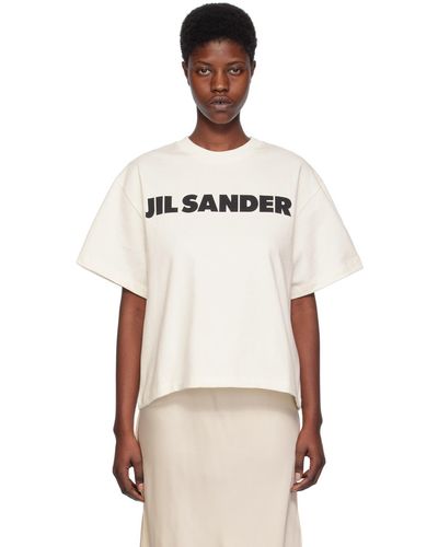 Jil Sander T-shirt blanc cassé à logo imprimé - Neutre