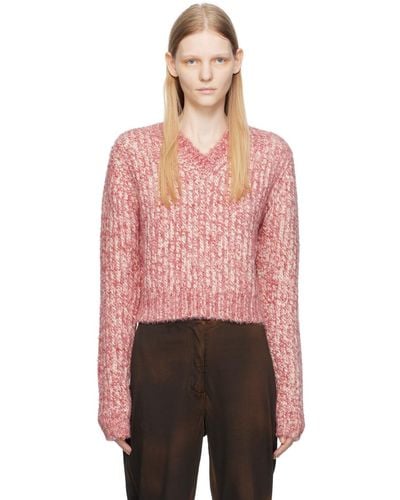 Acne Studios Pink V-neck Sweater