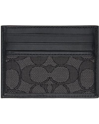 COACH Porte-cartes noir à motif à logo en tissu jacquard